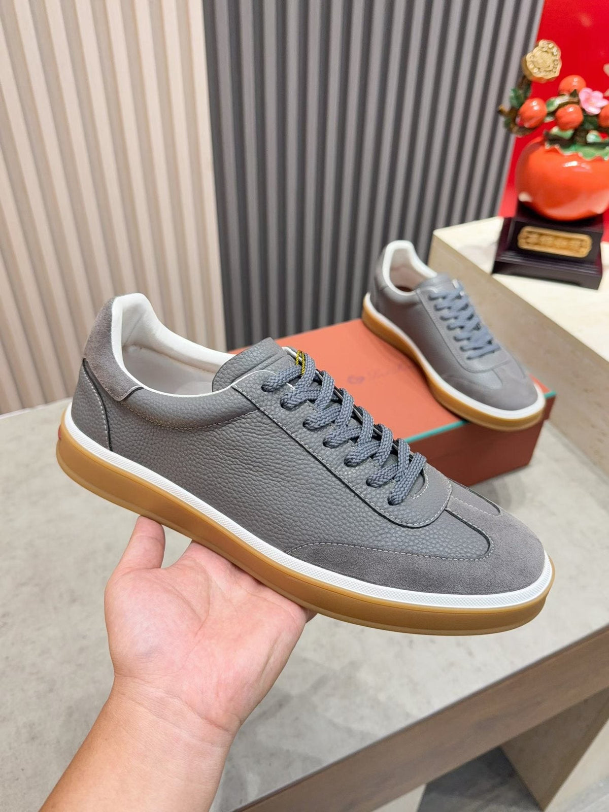 Paneled Low-Top Lace-Up Sneakers — model