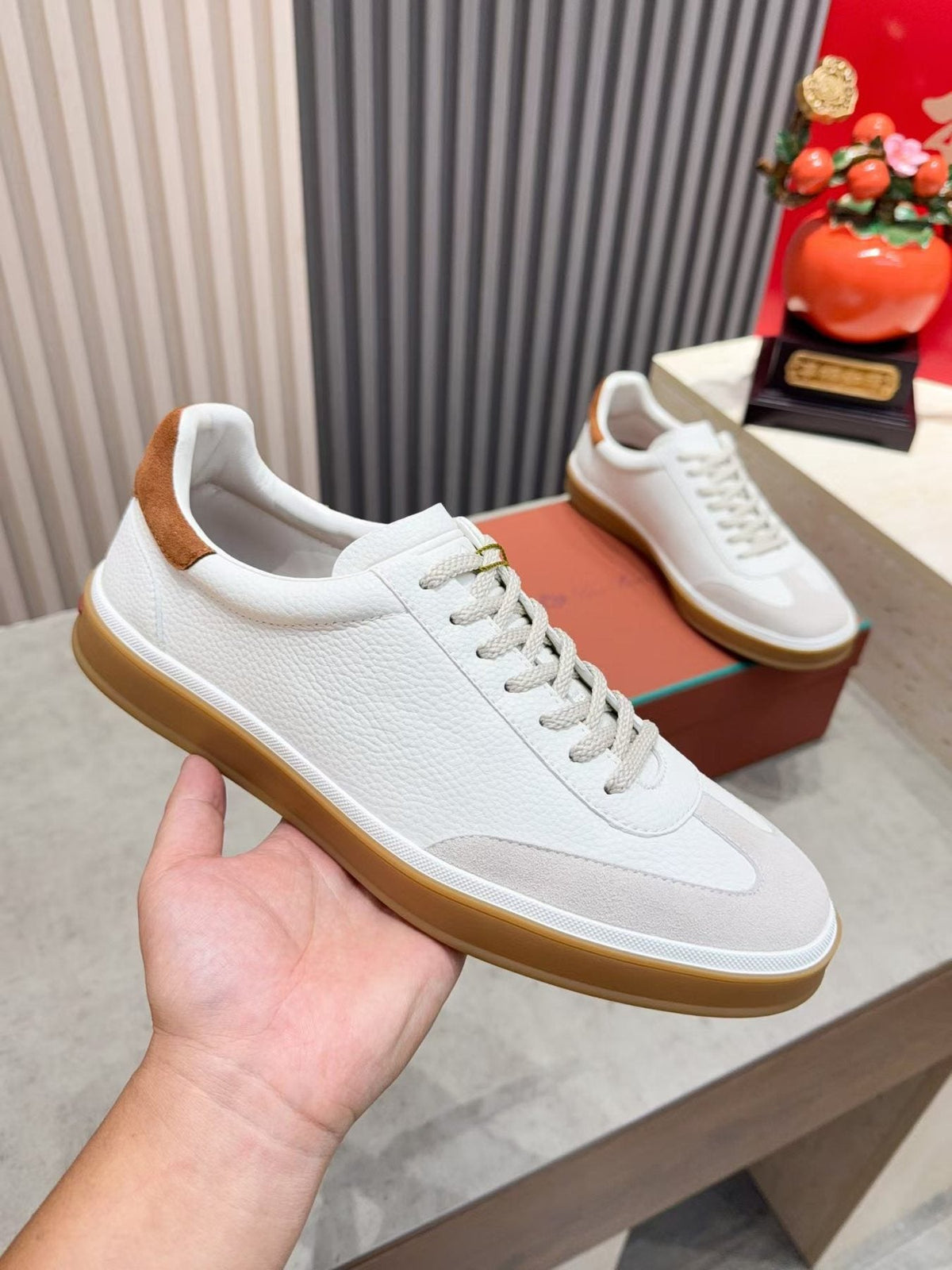 Paneled Low-Top Lace-Up Sneakers — model