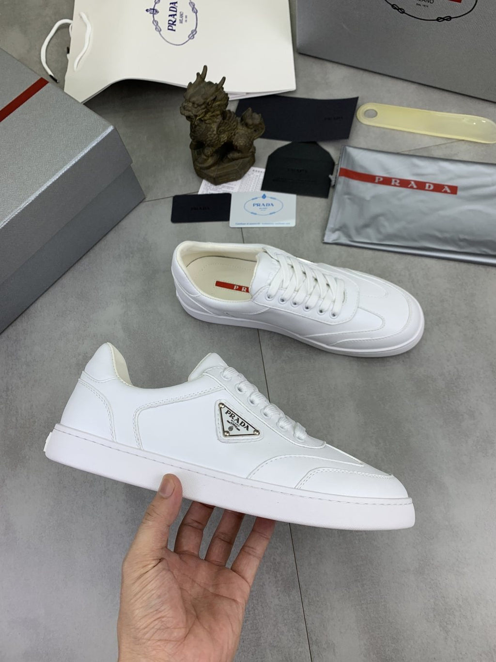 Prada Paneled Low-Top Sneakers — model