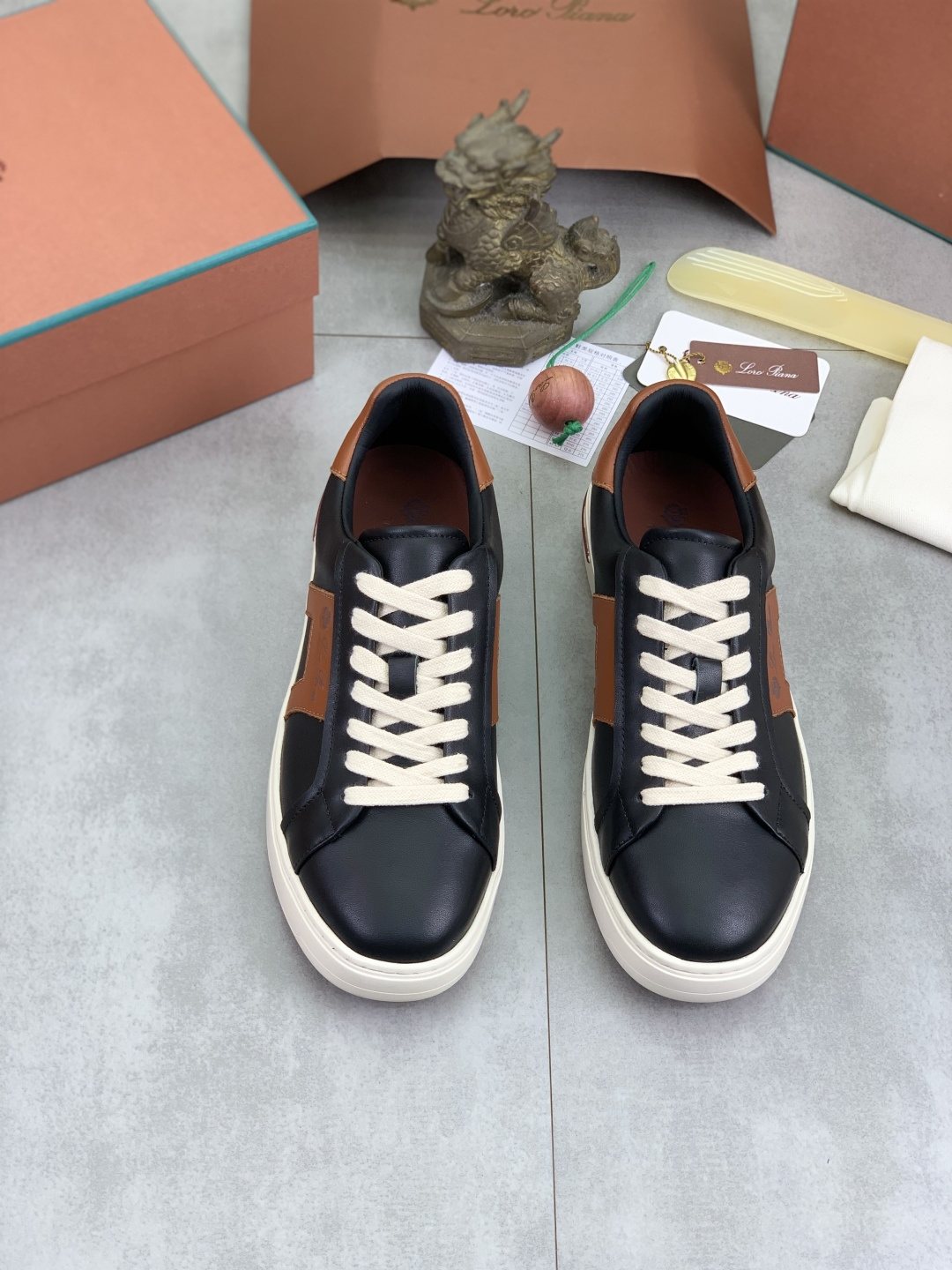 Loro Piana Black and Brown Low-Top Sneakers — hero