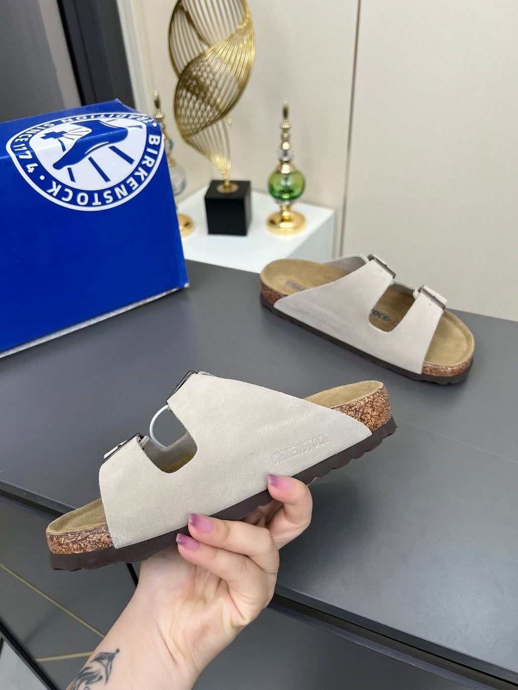Birkenstock Two-Strap Buckle Slide Sandals — side