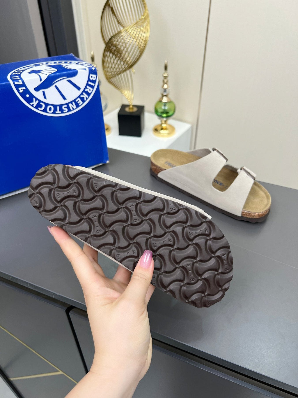Birkenstock Two-Strap Buckle Slide Sandals — detail