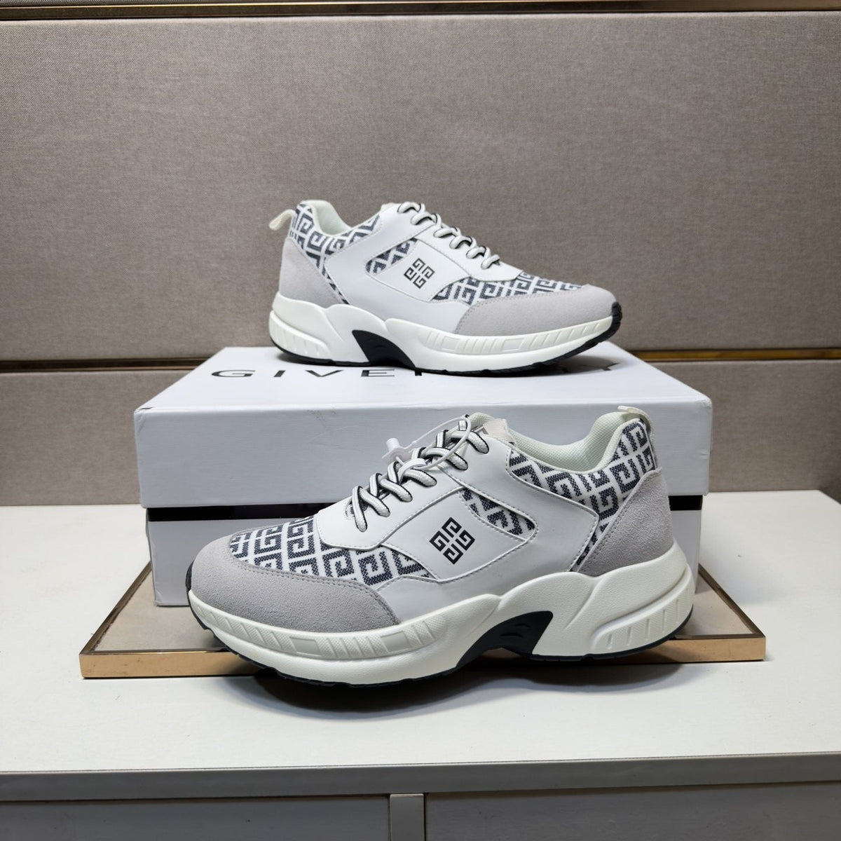 Givenchy Geometric Panel Low-Top Sneakers — front
