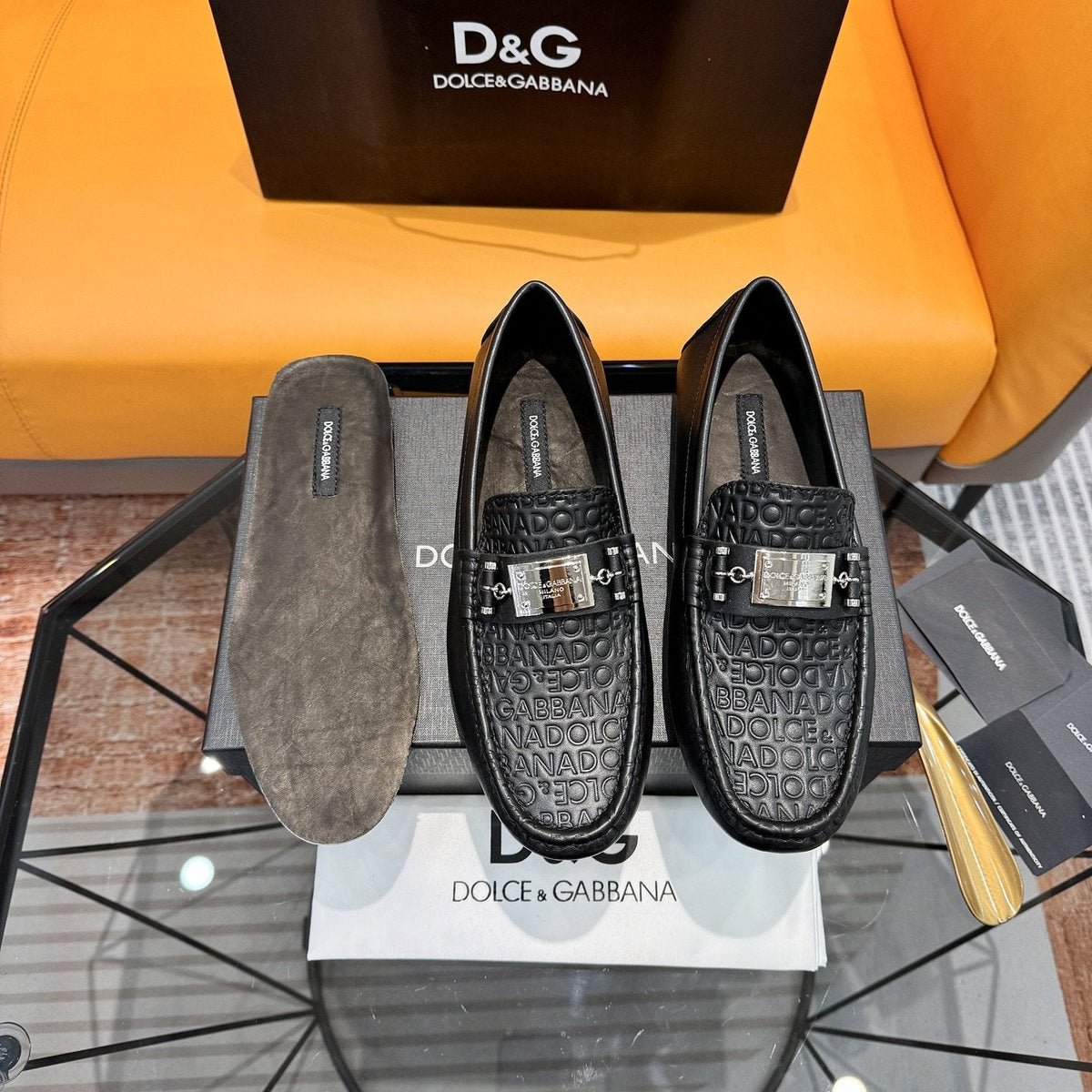 Dolce & Gabbana Embossed Leather Driving Loafers — hero
