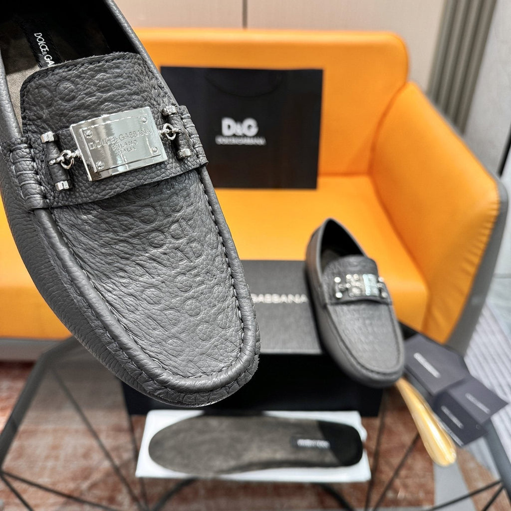 Dolce & Gabbana Embossed Leather Driving Loafers — detail