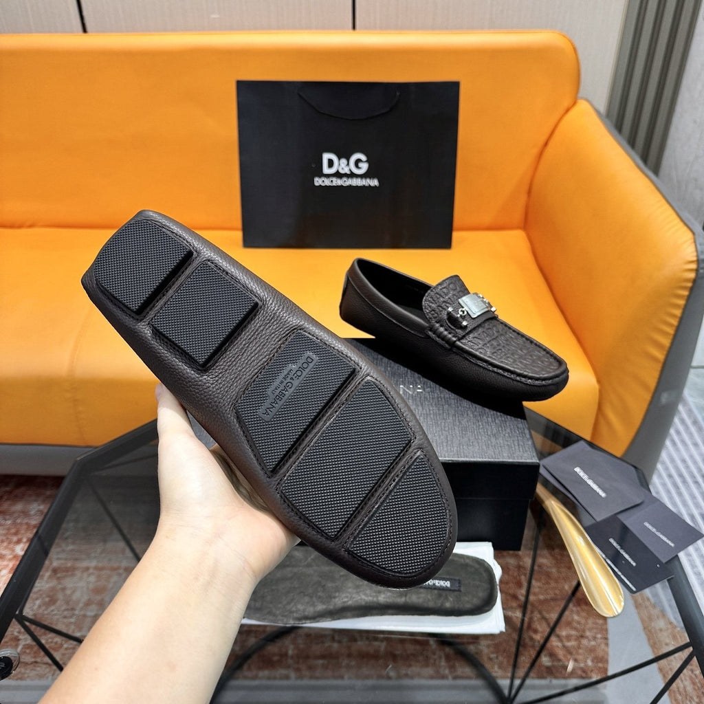 Dolce & Gabbana Embossed Leather Driving Loafers — back