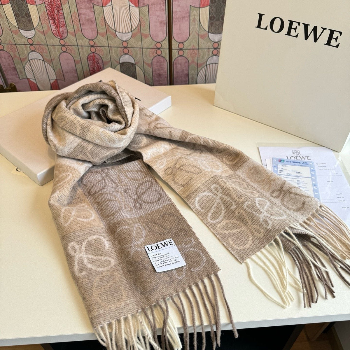 LOEWE Fringed Loop-Motif Scarf — front