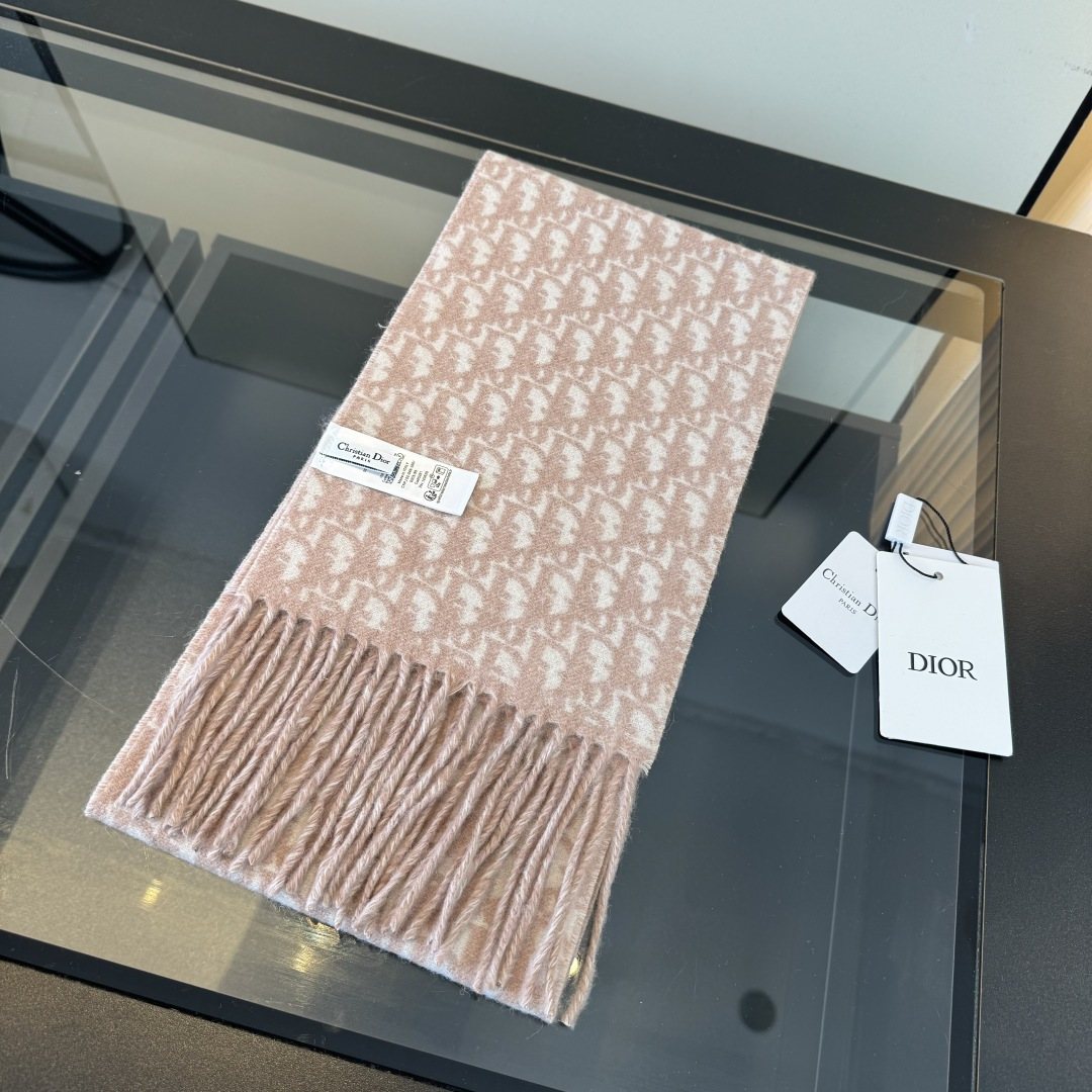 Dior Two-Tone Monogram Fringed Scarf — front