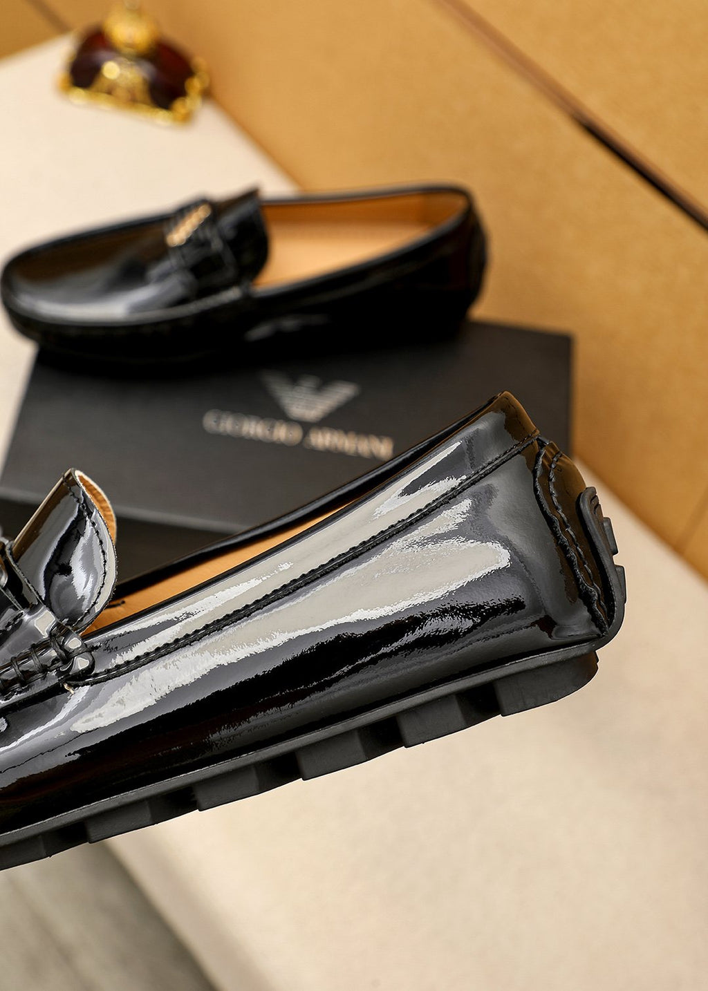 Black Leather Driving Loafers — back