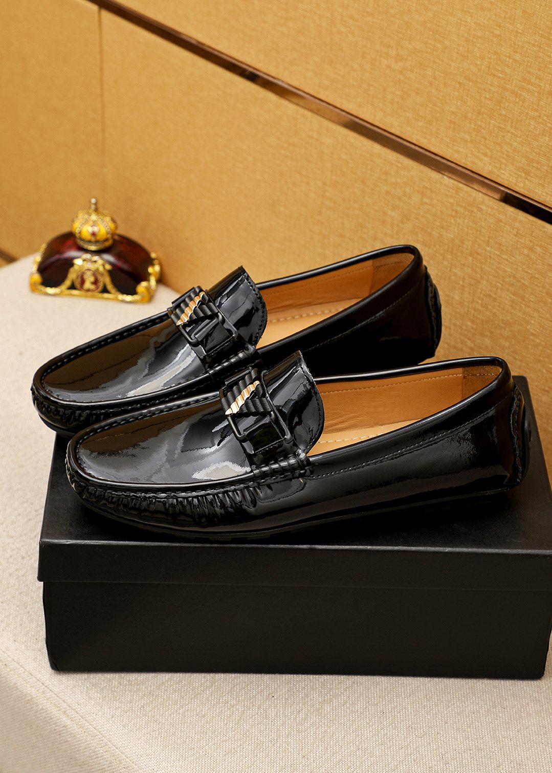 Black Leather Driving Loafers — side