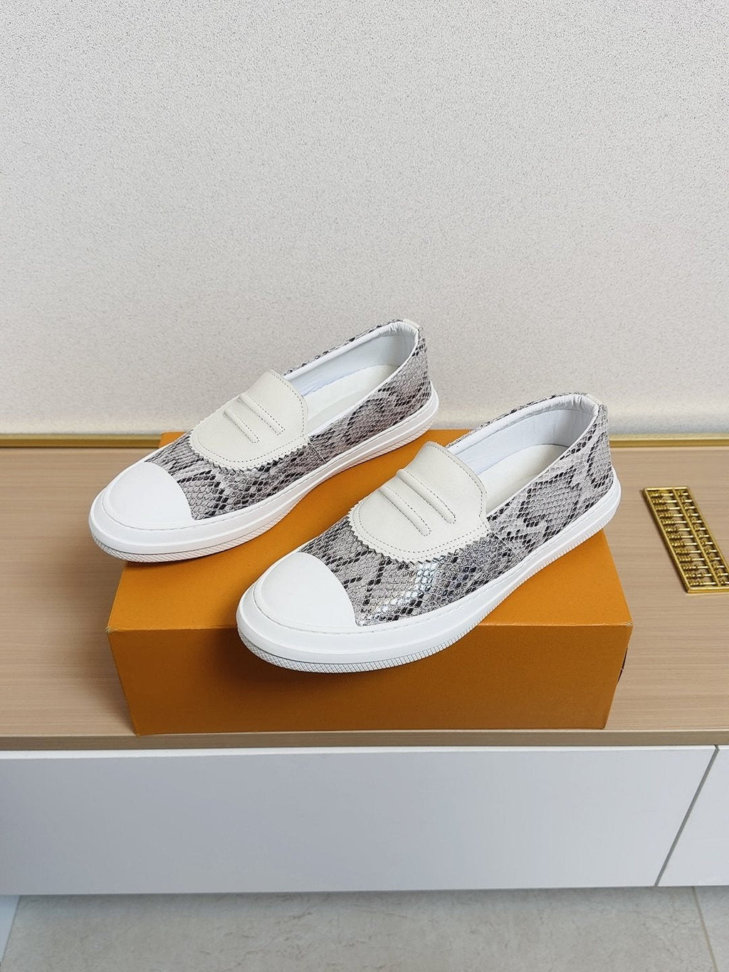 Gucci White-Toe Slip-On Shoes — front