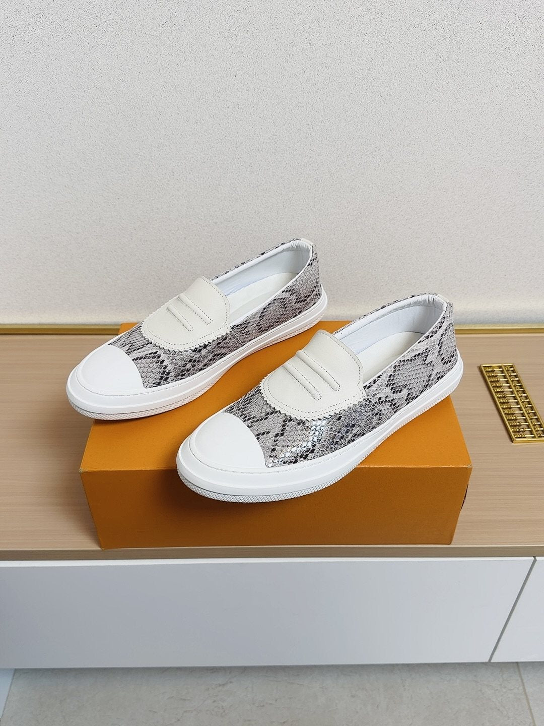 Gucci White-Toe Slip-On Shoes — front
