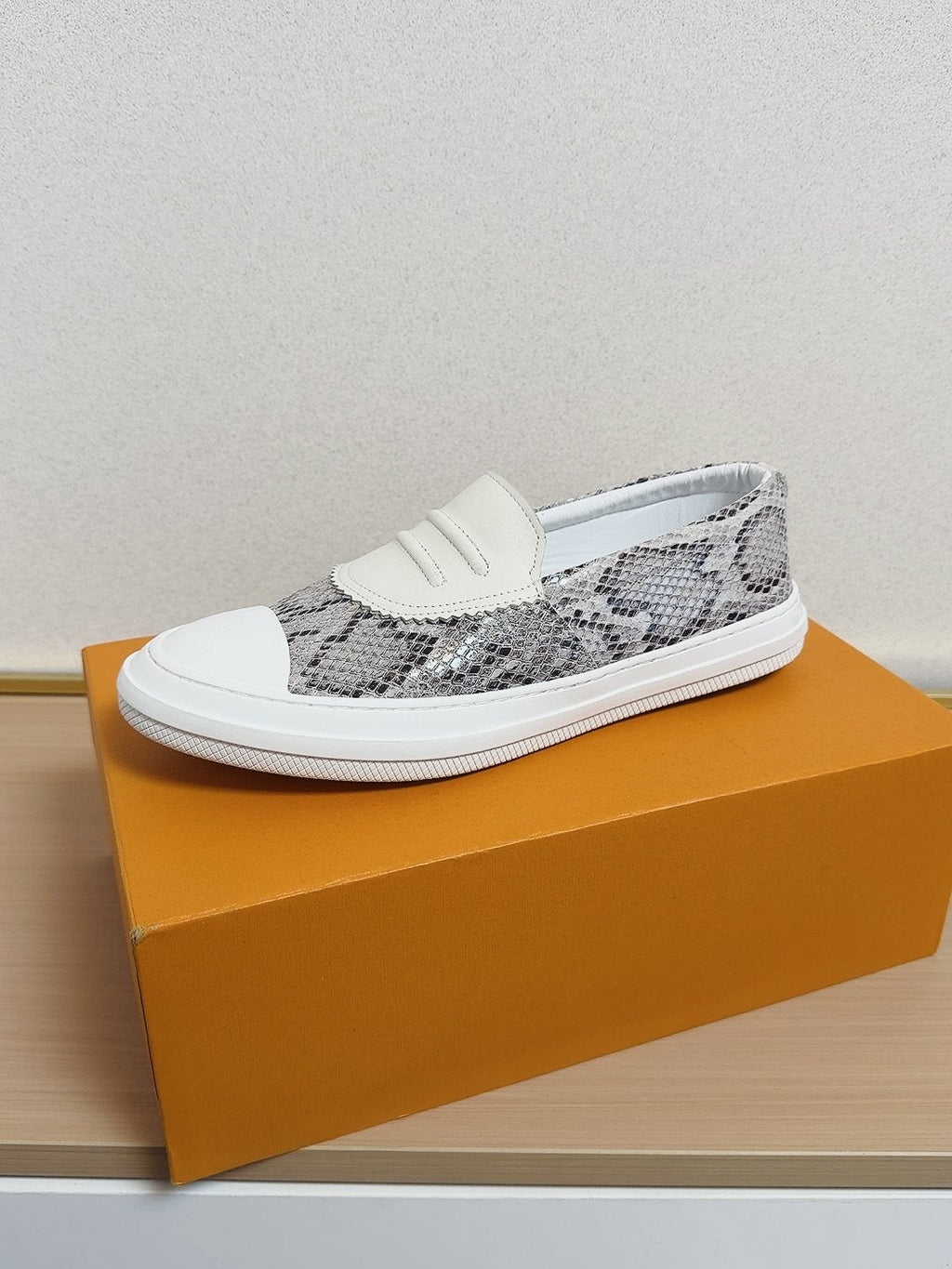 Gucci White-Toe Slip-On Shoes — side