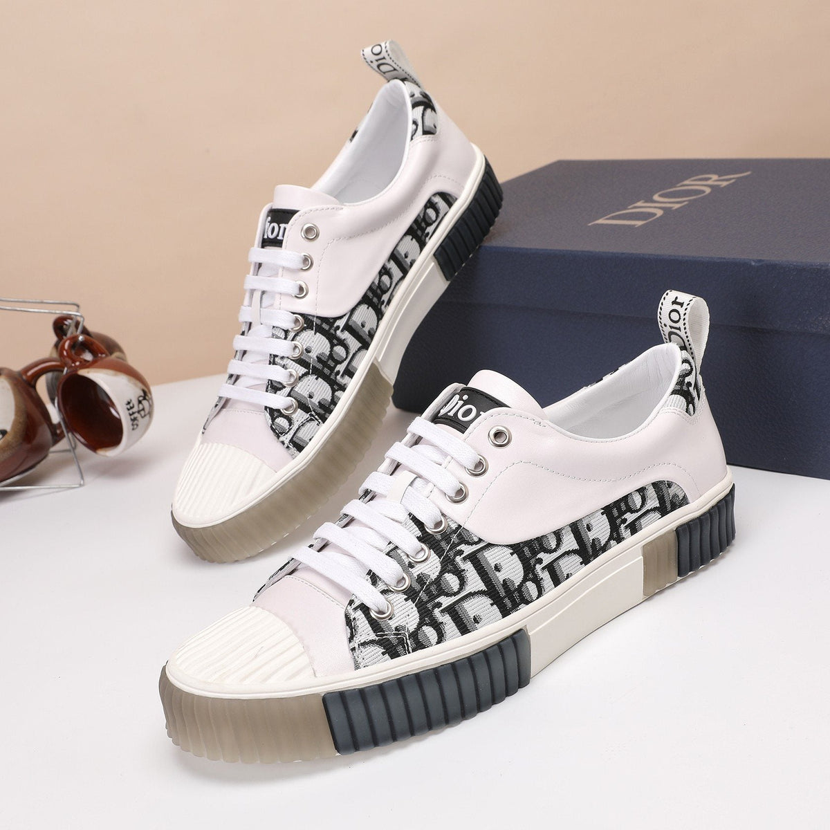 Dior Patterned Low-Top Sneakers — side