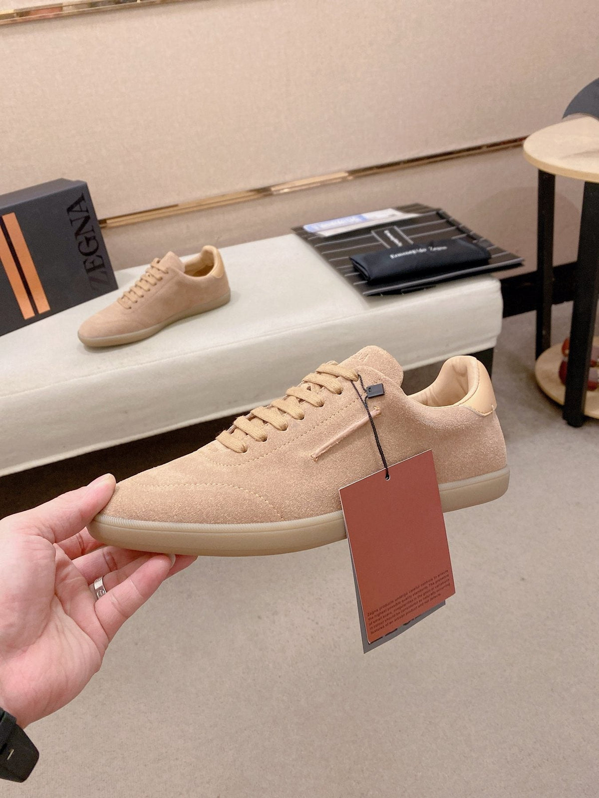 Zegna Suede Low-Top Sneakers — side