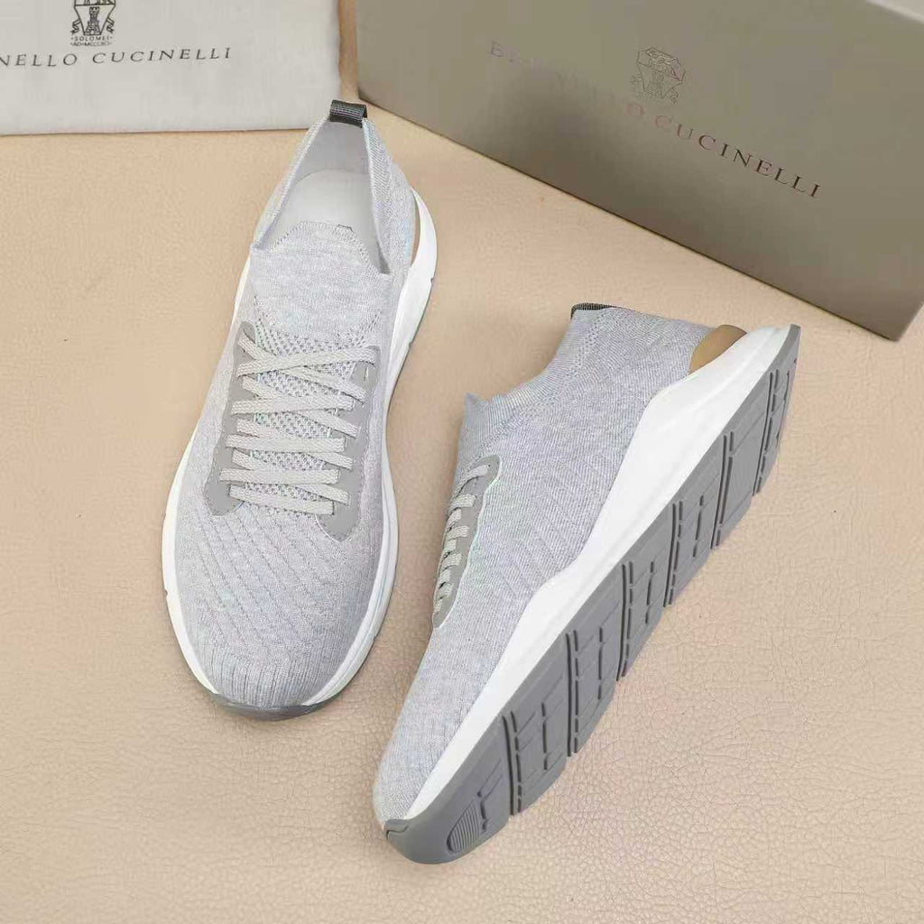 Brunello Cucinelli Men's Knit Sneakers — side