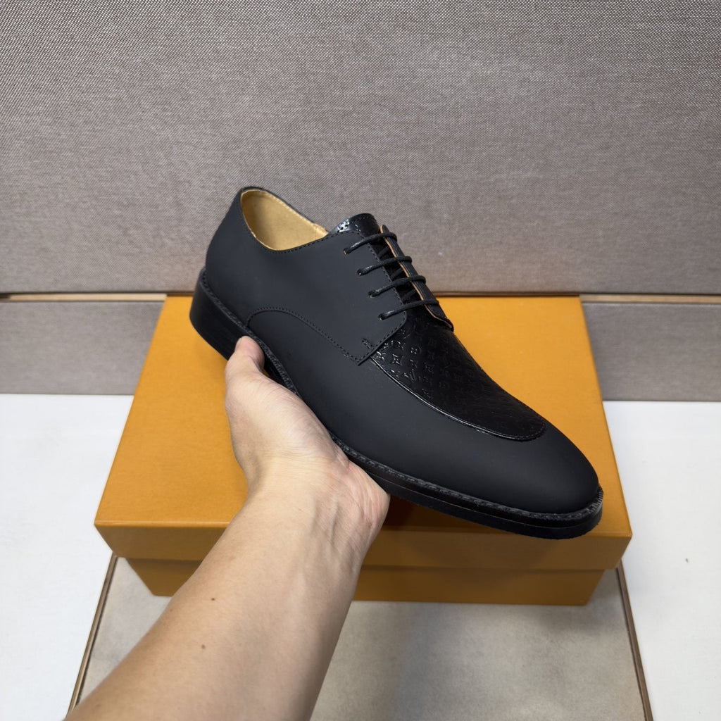 Louis Vuitton Textured Vamp Lace-Up Dress Shoes — model