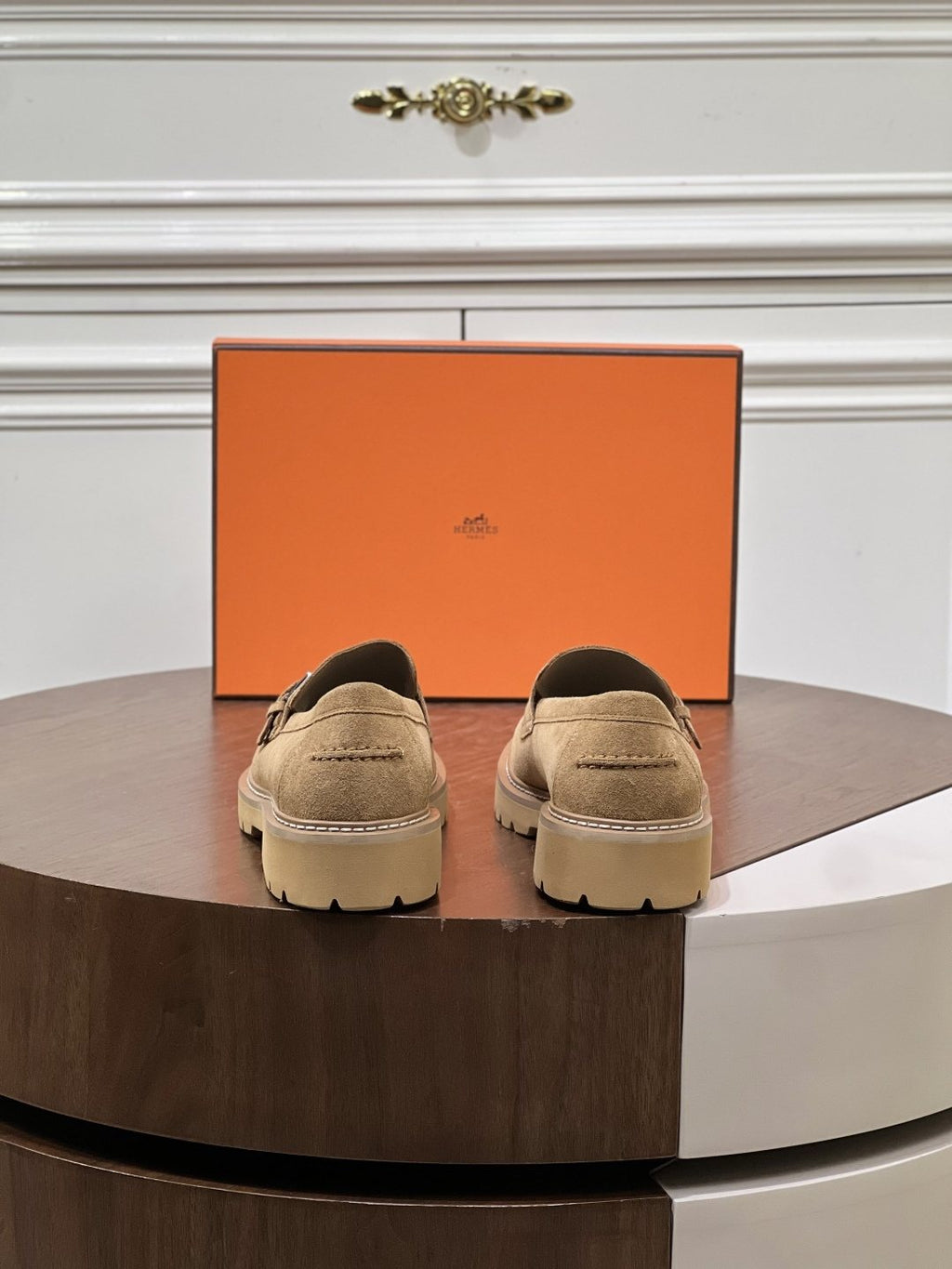 Hermès Men's Metal-Bar Lug Sole Loafers — side