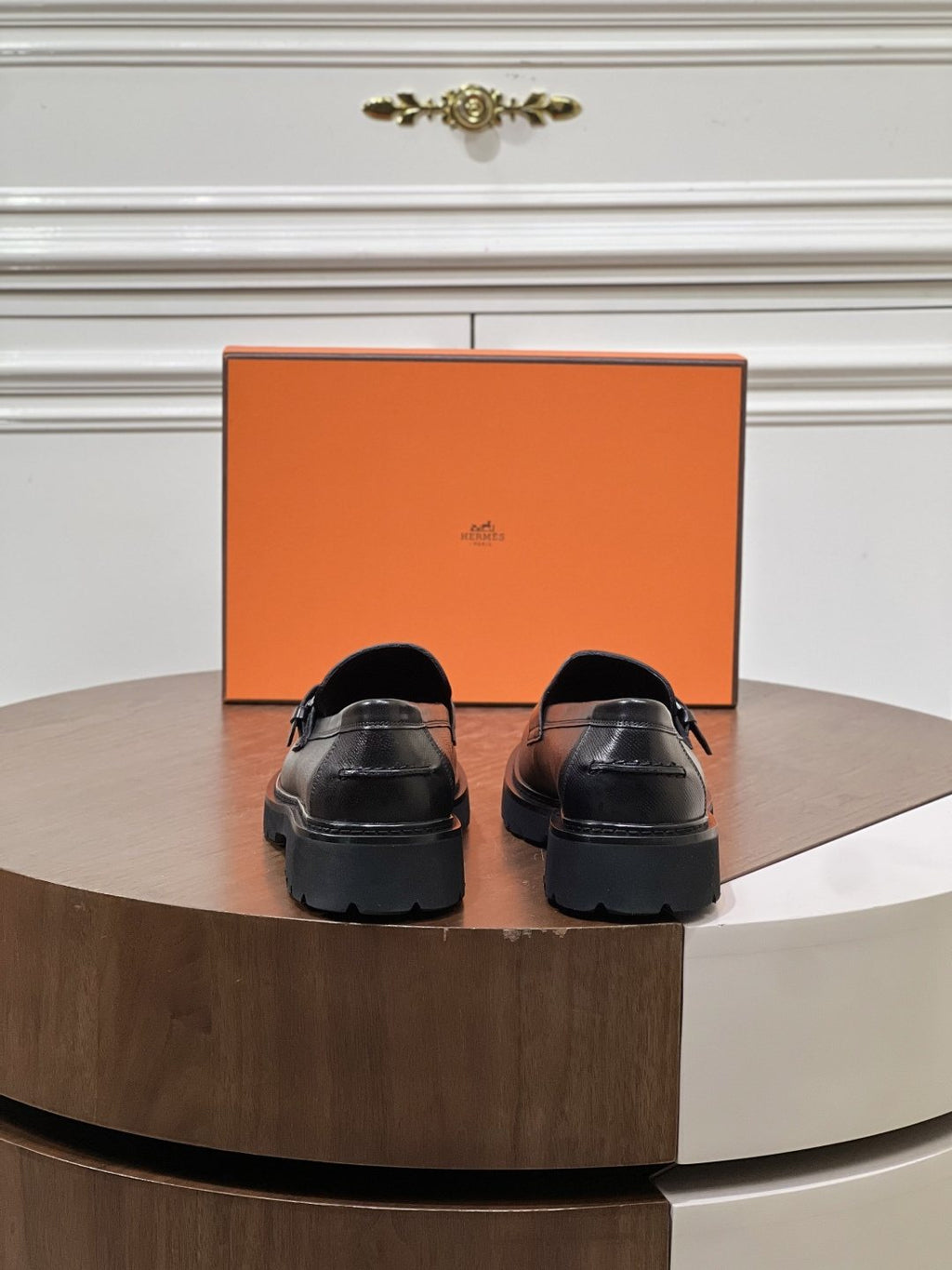 Hermès Men's Metal-Bar Lug Sole Loafers — back
