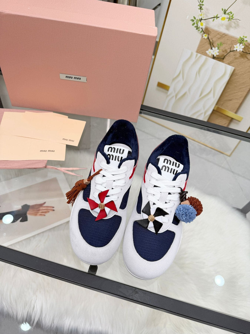 Miu Miu Floral Charm Sneakers — front