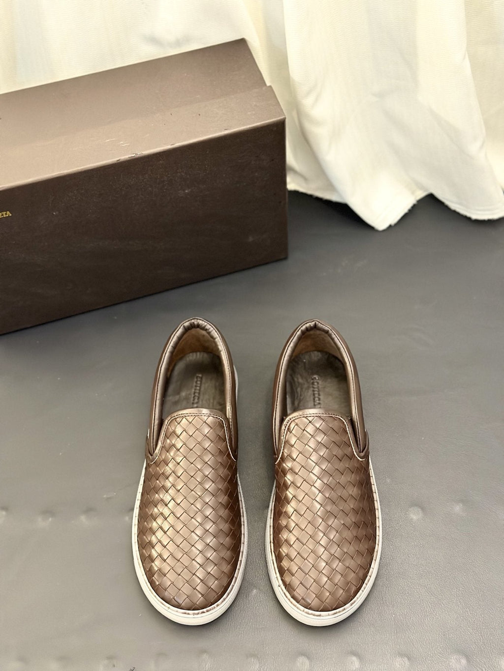 Bottega Veneta Woven Slip-On Sneakers — front