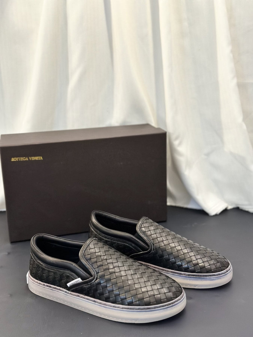 Bottega Veneta Woven Slip-On Sneakers — front