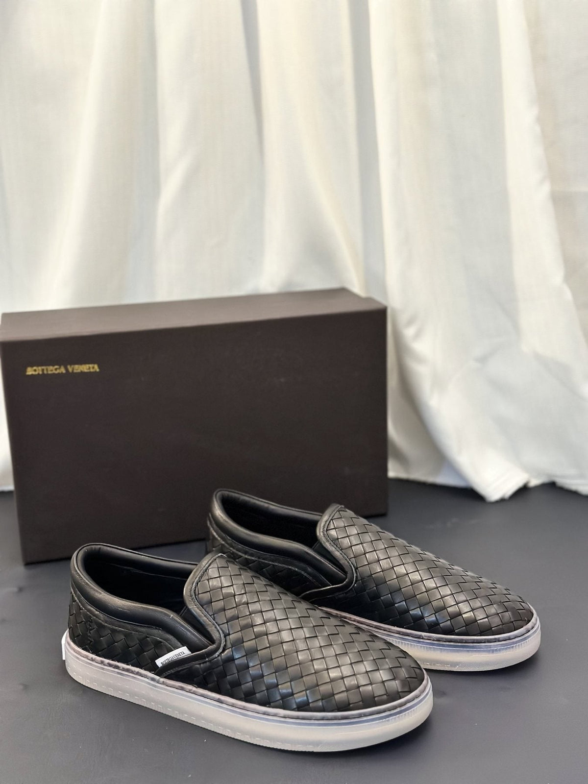 Bottega Veneta Woven Slip-On Sneakers — front