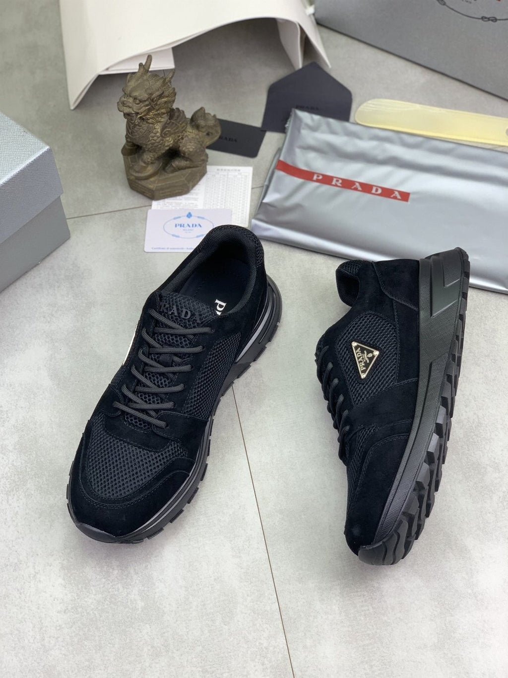Prada Mesh Panel Low-Top Sneakers — front