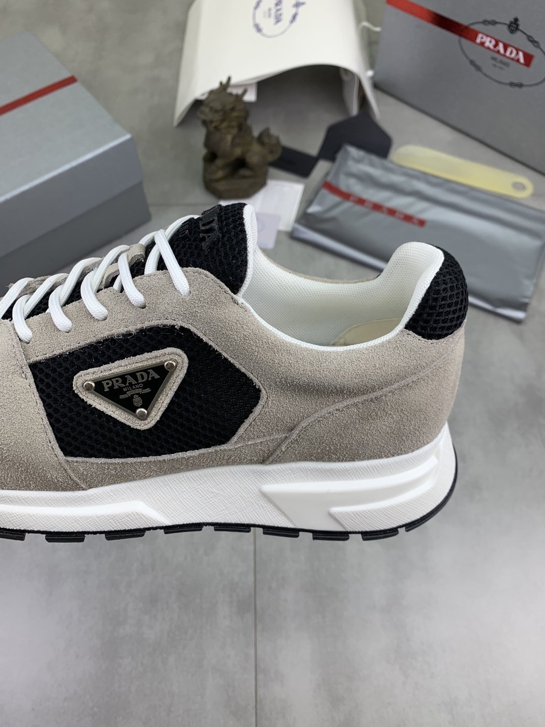 Prada Mesh Panel Low-Top Sneakers — side