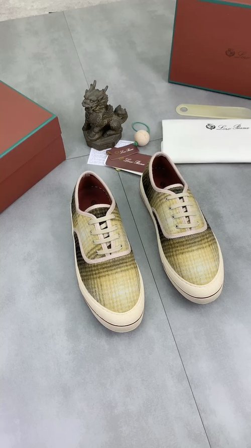 Loro Piana Plaid Lace-Up Casual Shoes — front