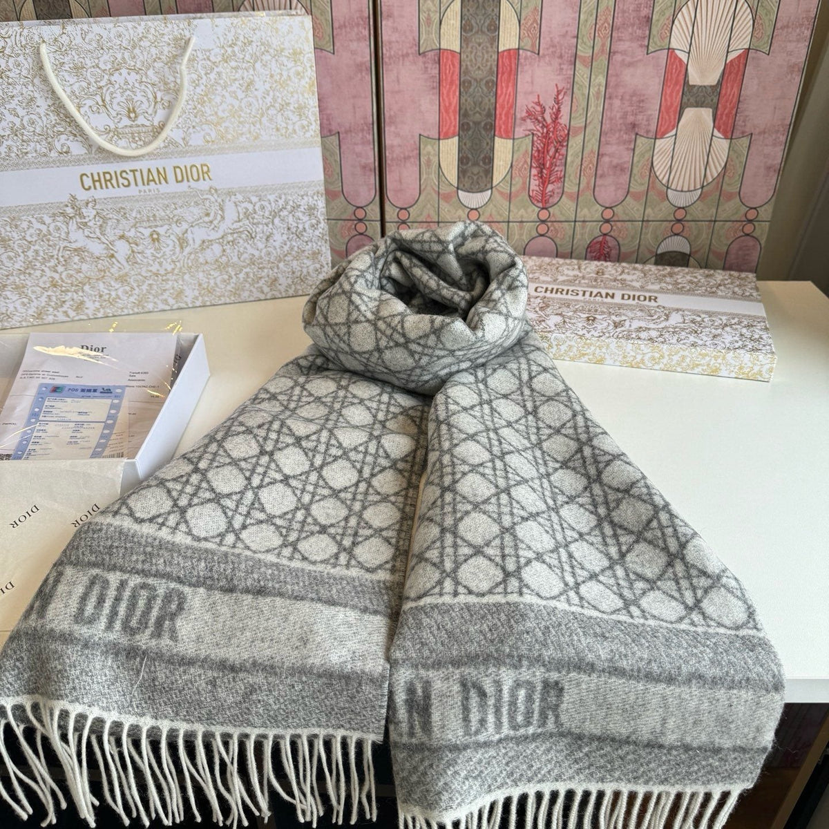 Dior Geometric Fringe Scarf — front