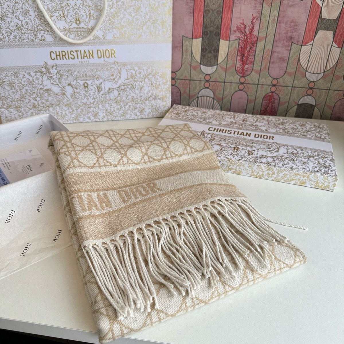 Dior Geometric Fringe Scarf — front