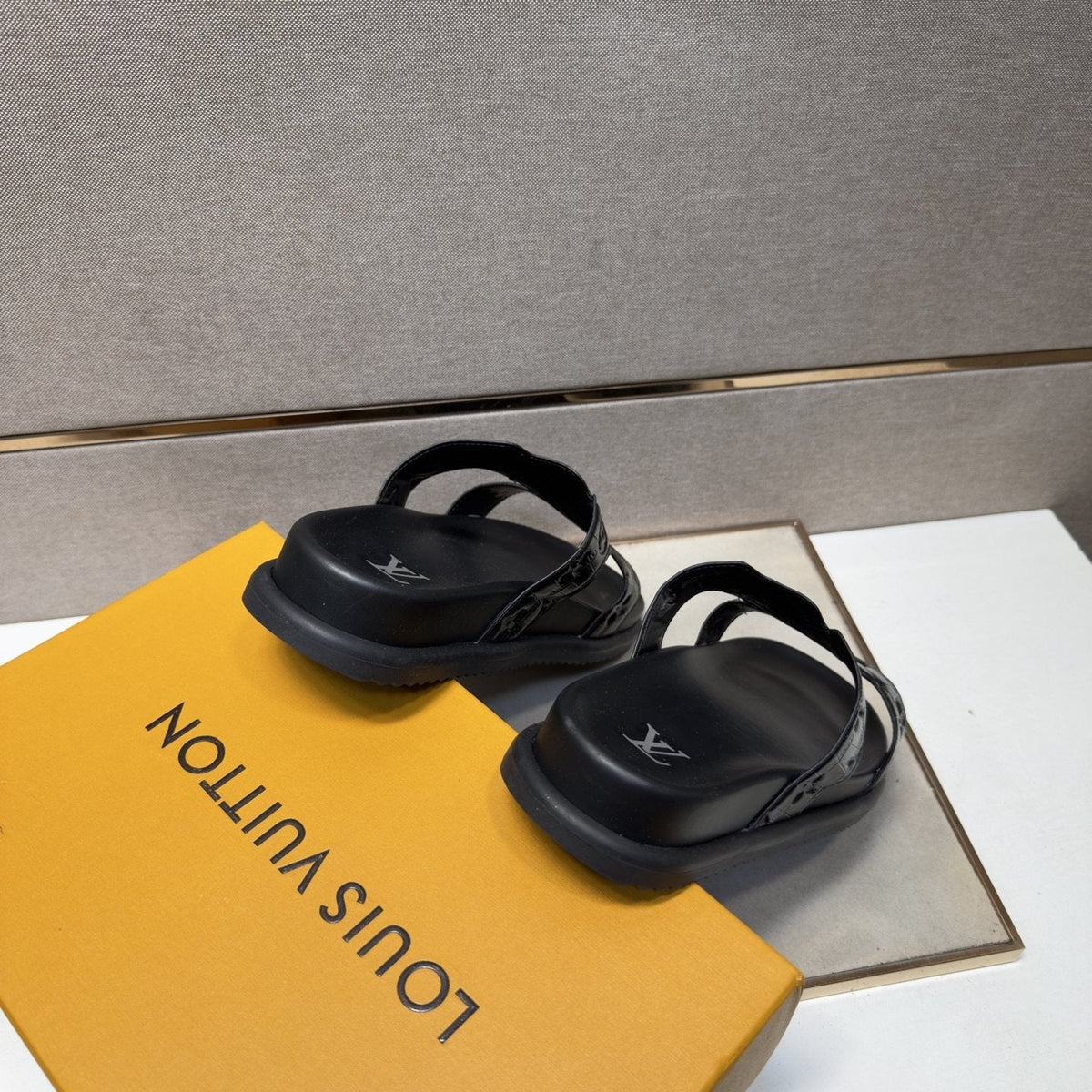 Louis Vuitton Textured Monogram Slide Sandals — front