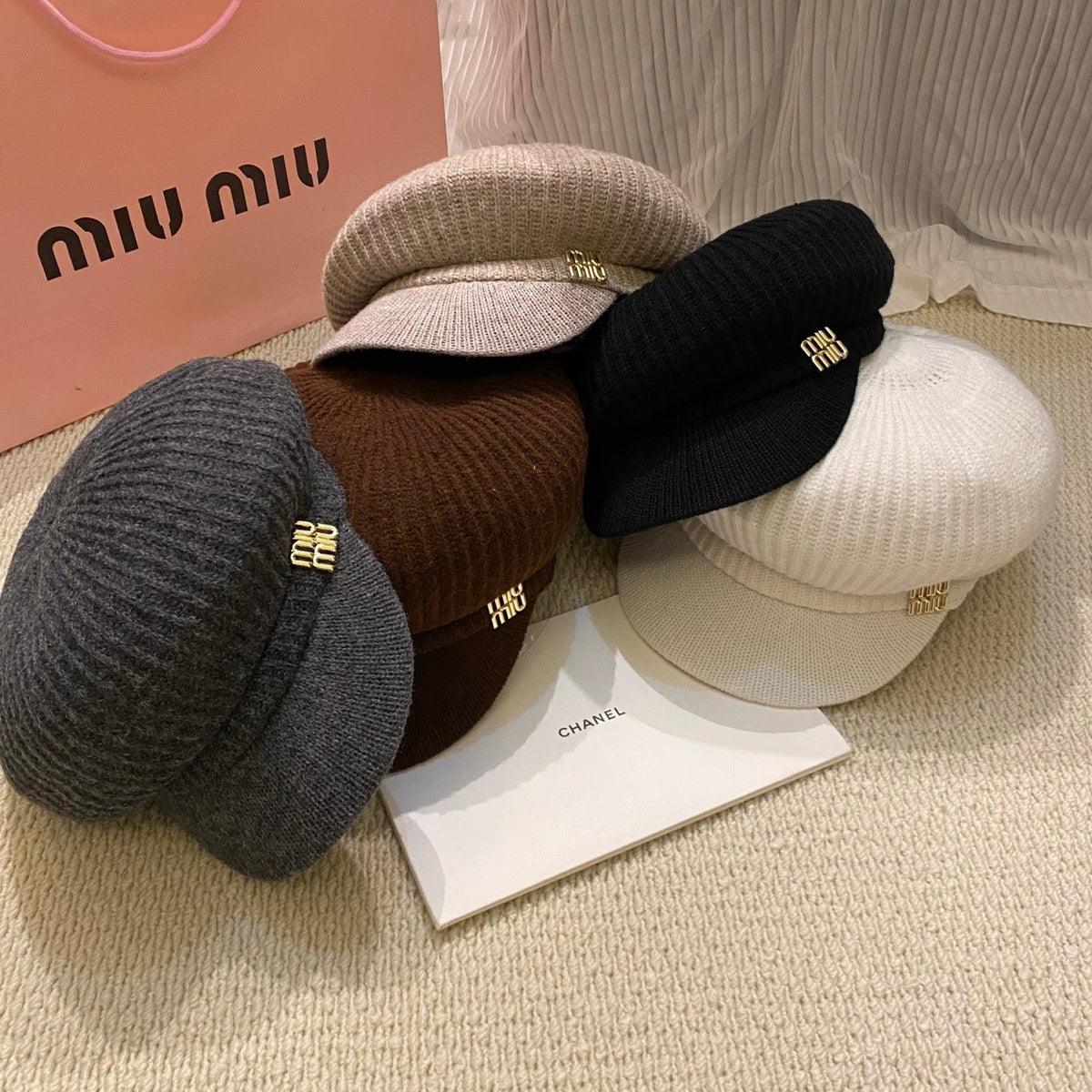 Miu Miu Knit Newsboy Cap