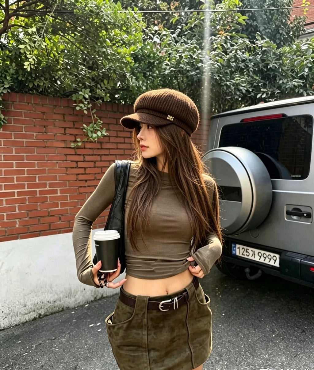 Miu Miu Knit Newsboy Cap