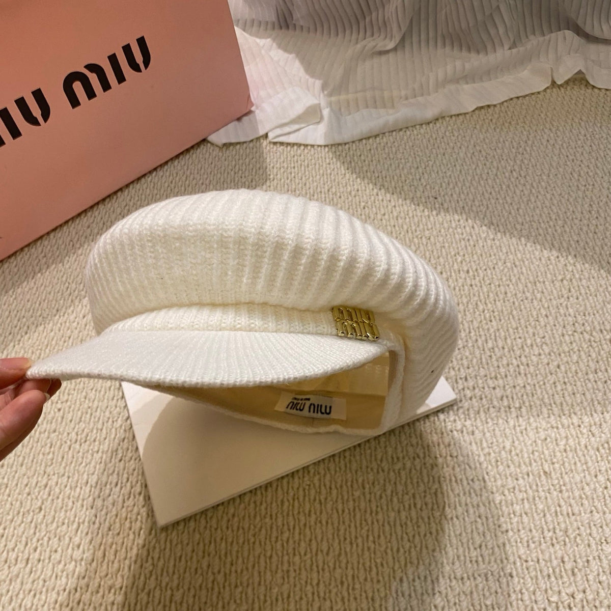Miu Miu Knit Newsboy Cap